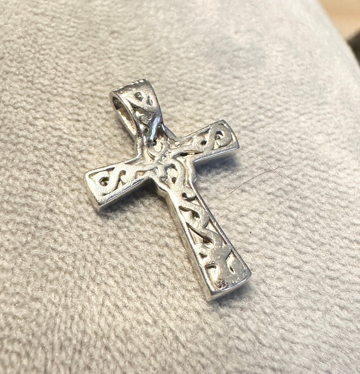 Vintage sterling silver pendant, 925 cross handmade pendant with Cz