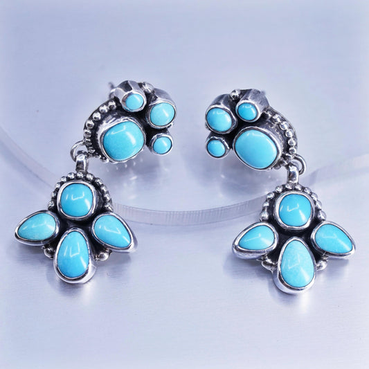 Vintage southwestern Sterling 925 silver handmade earrings with turquoise beads