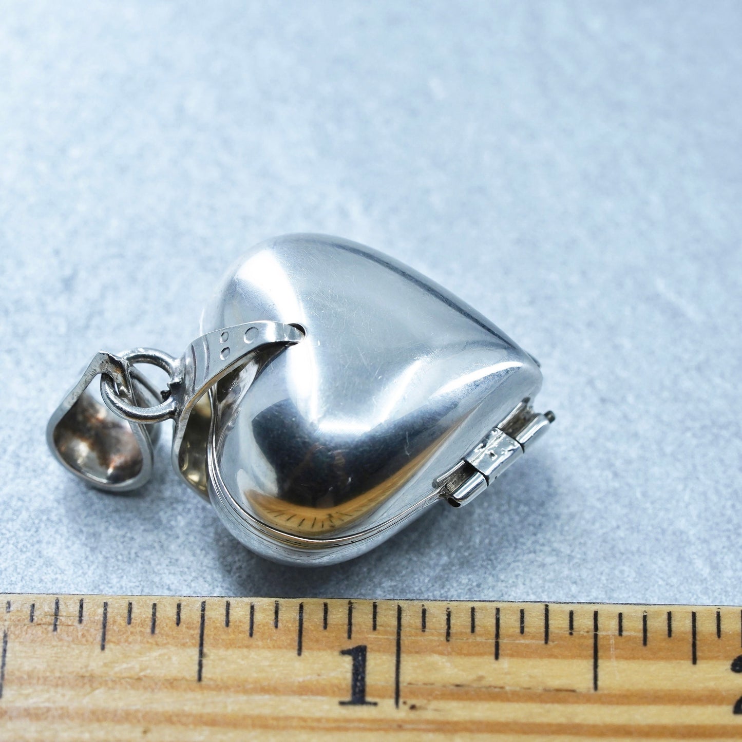 Antique Sterling silver handmade charm, 925 heart 4 photos locket
