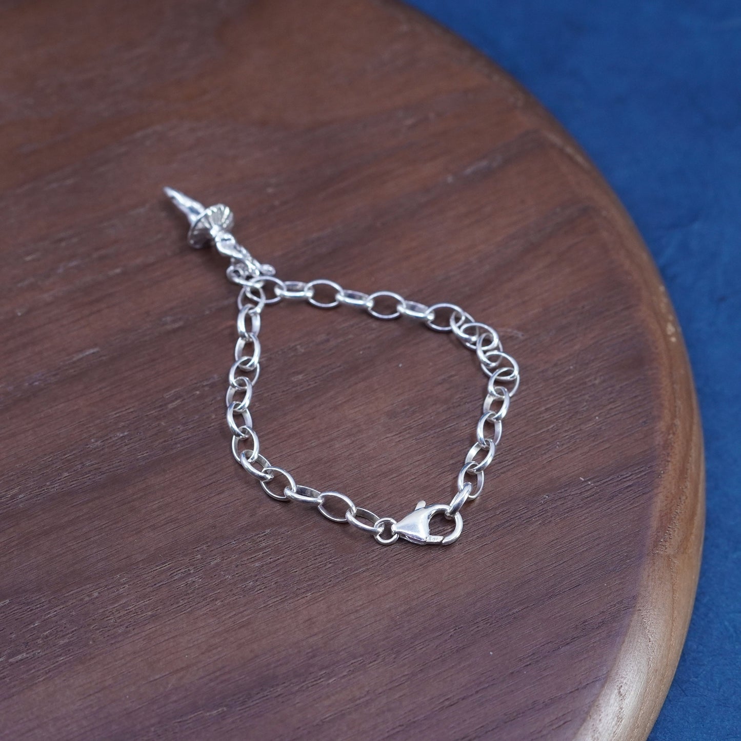 6.5”, Sterling silver handmade bracelet, 925 oval bracelet and ballet dancer