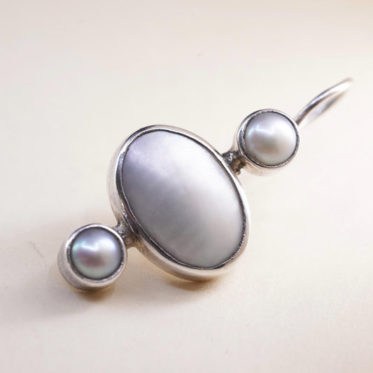 Vintage sterling silver 925 handmade single earring with white pearl