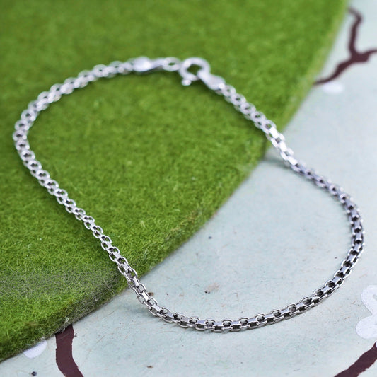 8" 3mm, Vintage sterling 925 silver bracelet, Italy anchor chain