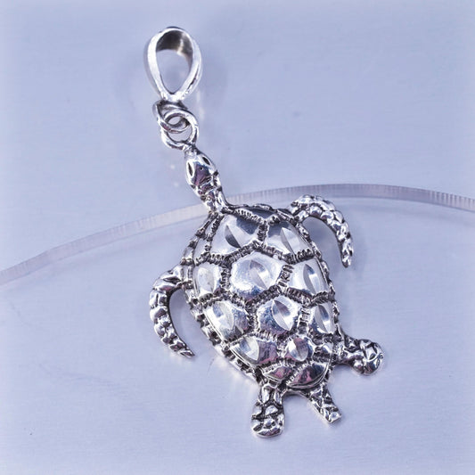 Antique Sterling silver handmade simple 925 sea turtle charm pendant