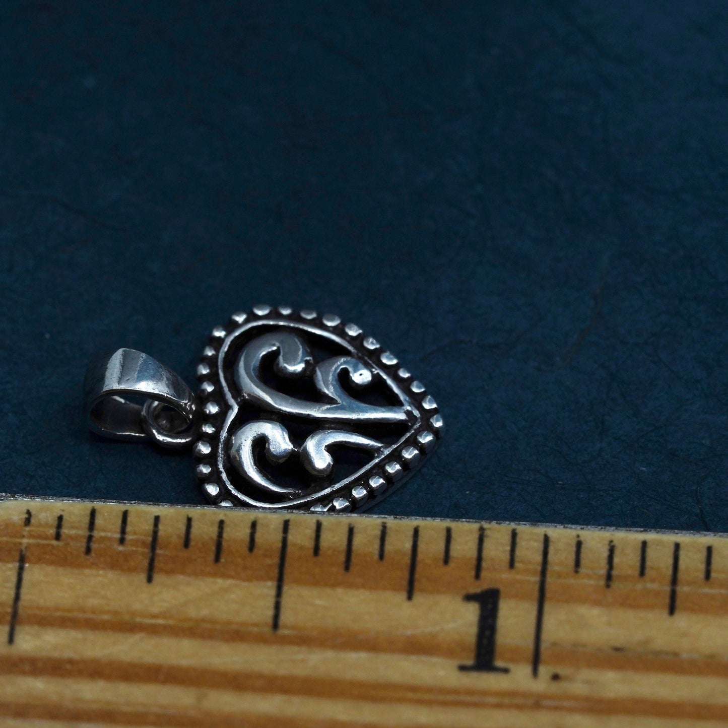 Vintage Sterling silver handmade pendant, 925 filigree bali heart pendant