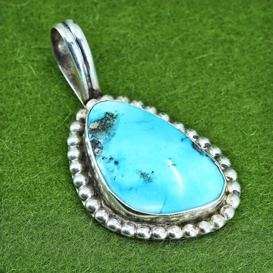 Native American Lee Brown Sterling silver 925 pendant with kingman turquoise