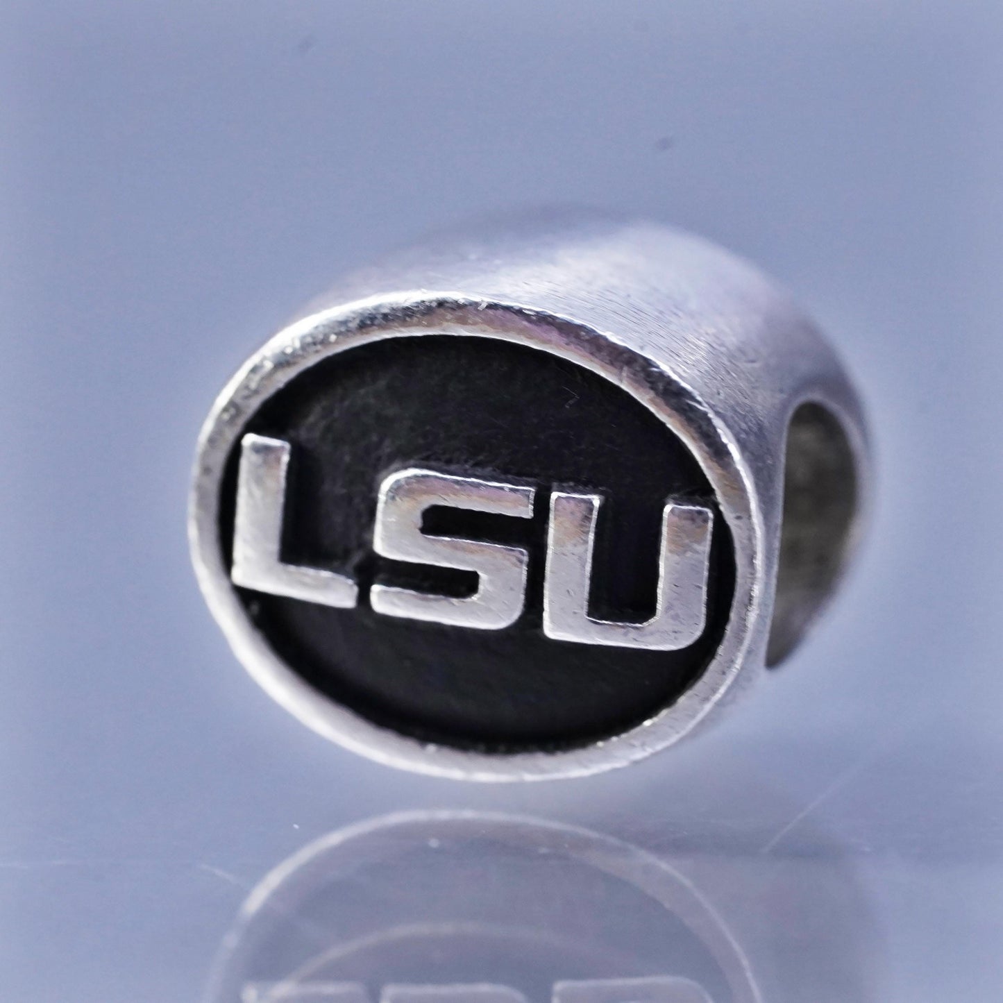 Vintage Sterling silver handmade charm, 925 LSU tiger football pendant