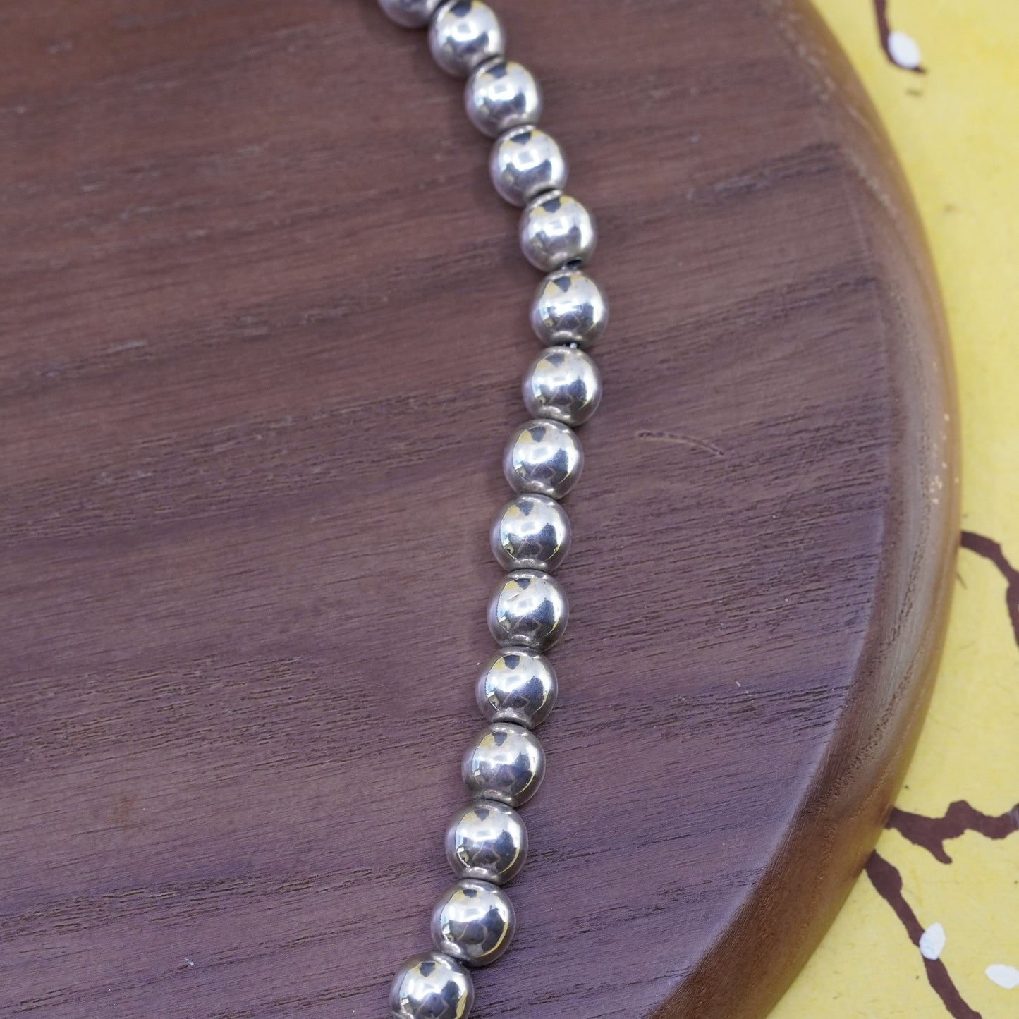 18”, Mexico sterling silver handmade necklace, 925 bold bead chain