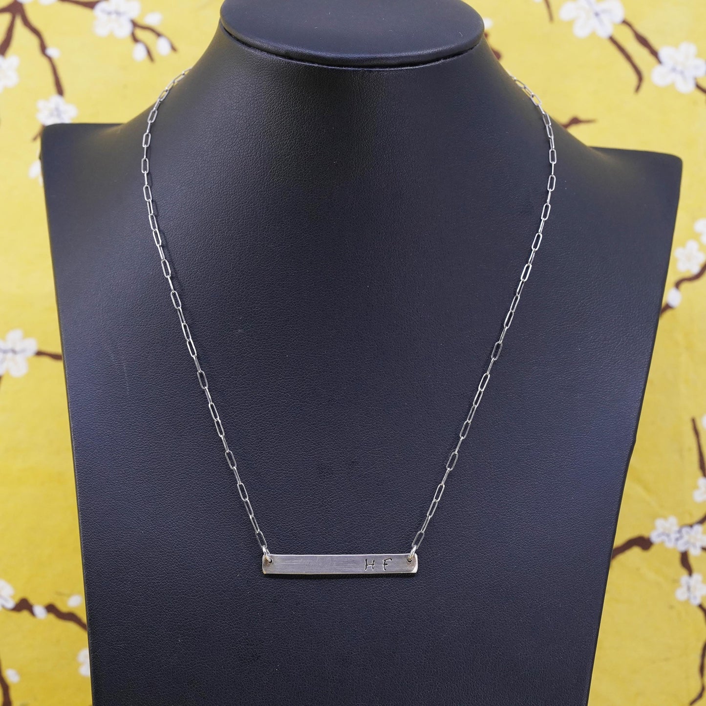 16” Sterling silver Handmade necklace, 925 elongated chain with tag pendant