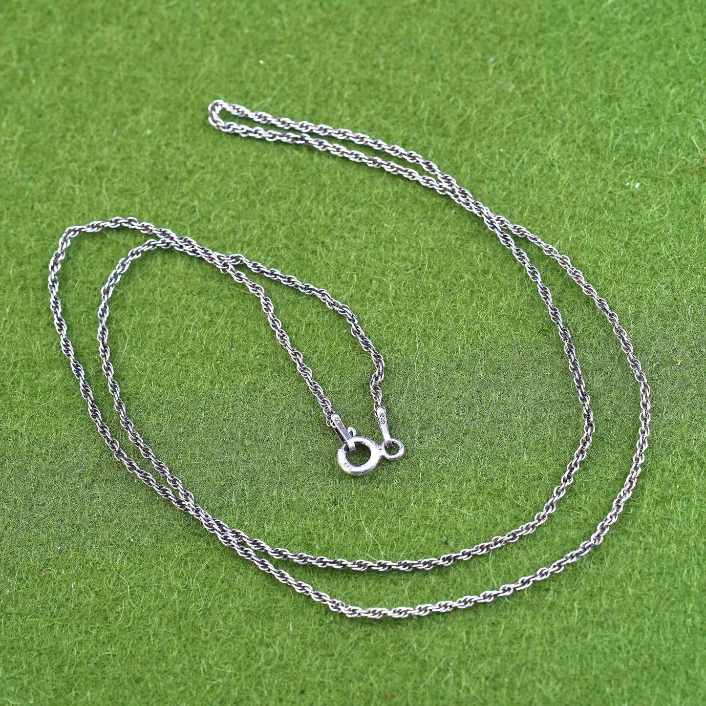 18” 1mm, vintage sterling silver necklace, 925 Singapore rope chain