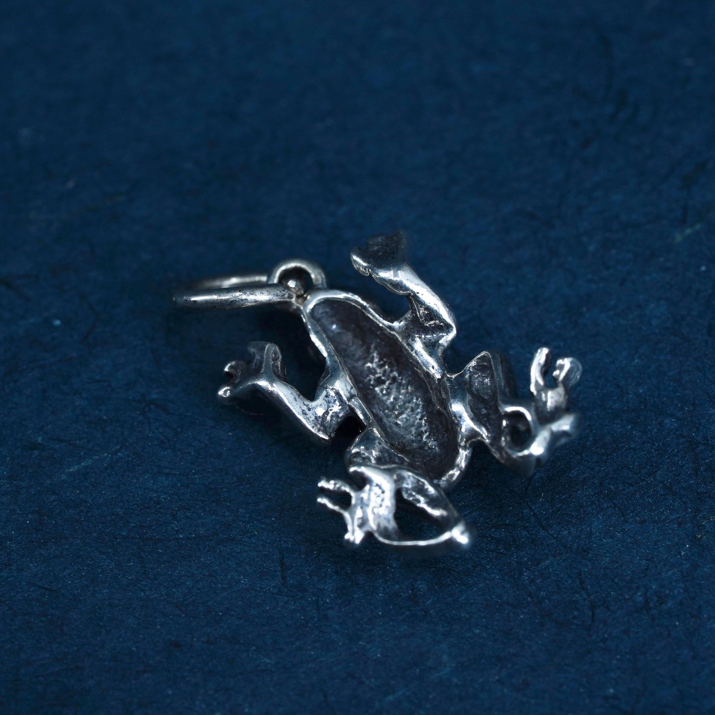 Vintage Sterling silver handmade pendant, 925 frog charm