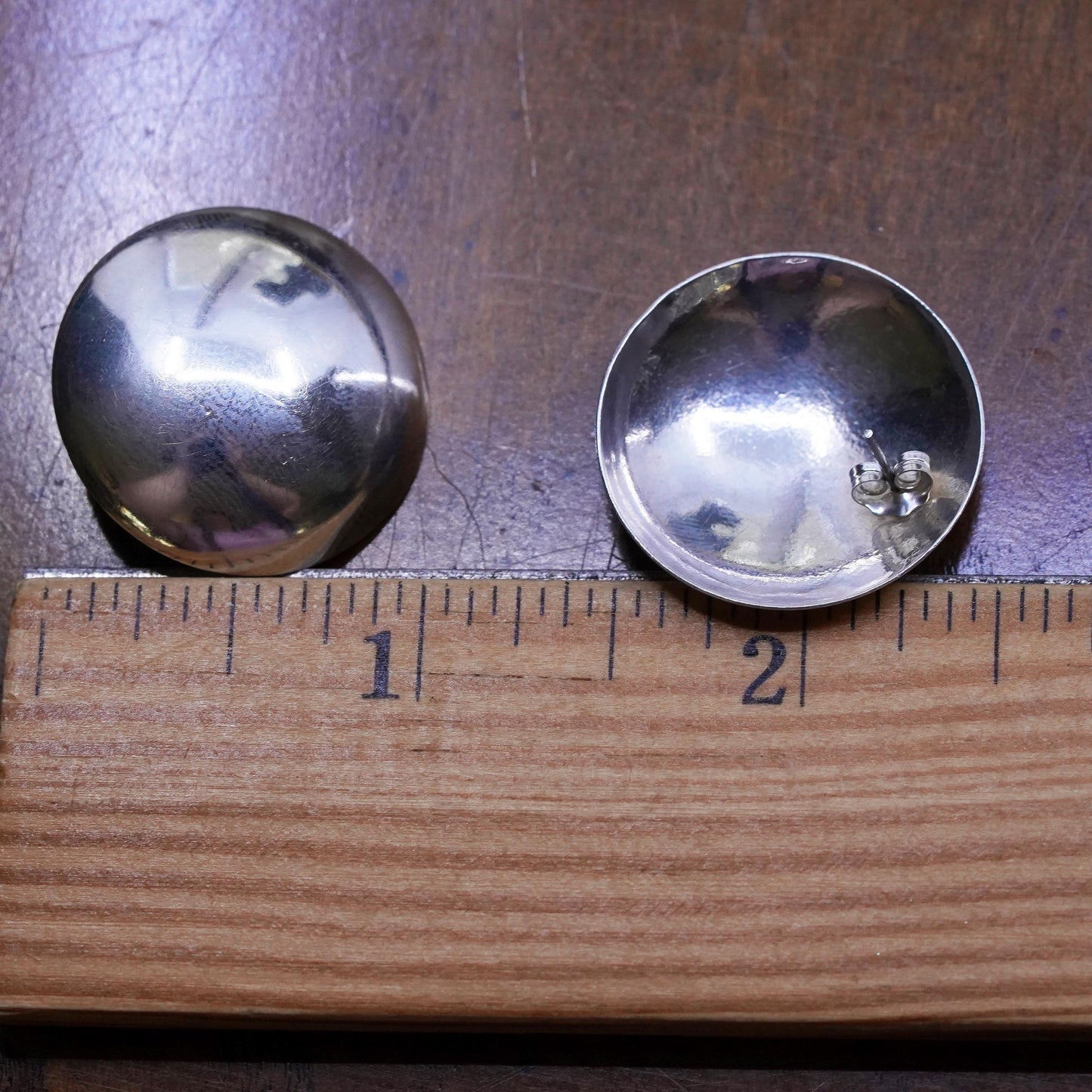 Vintage Mexican Sterling silver handmade studs, 925 with circle earrings