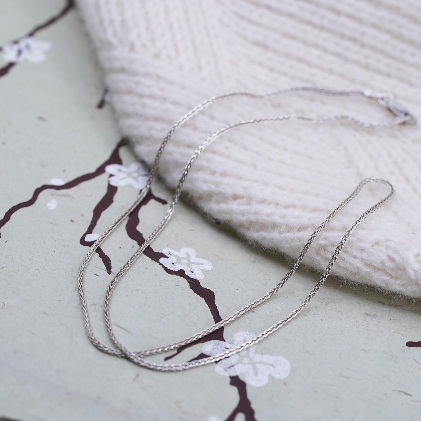 18" 1.6mm, vintage Sterling silver necklace, bold 925 Wheat chain