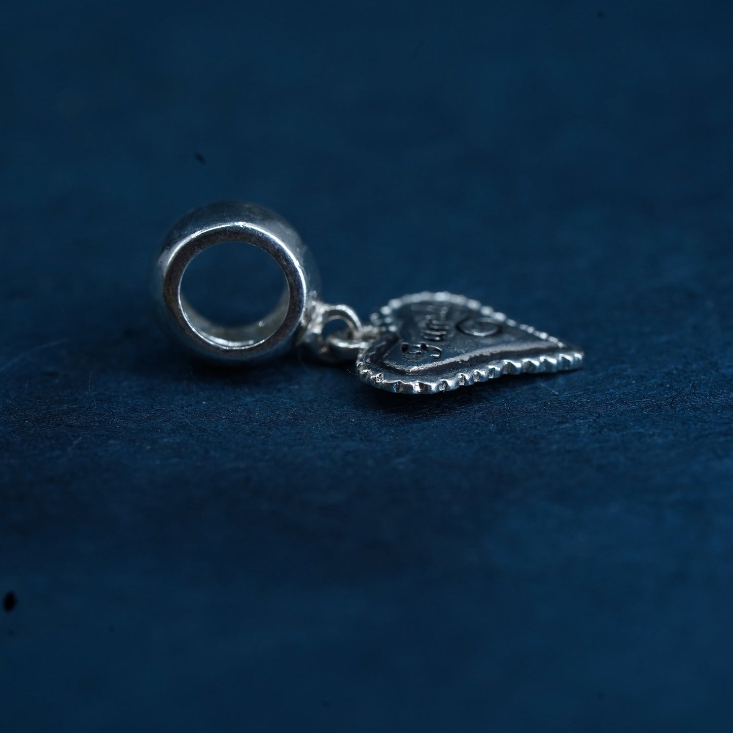 vintage Sterling silver handmade pendant, 925 heart charm embossed “Family”