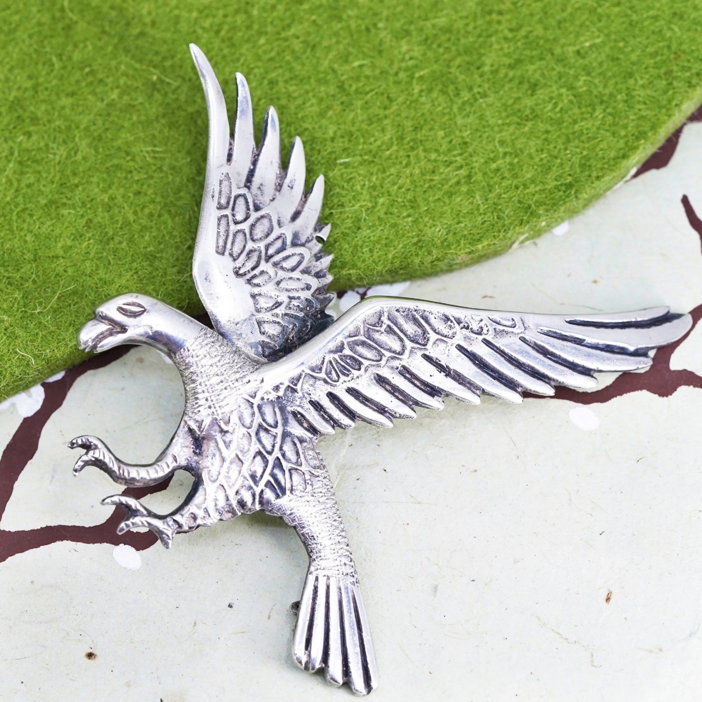 Vintage Industria Peruana 900 Sterling Silver Eagle or Condor Brooch Peruvian