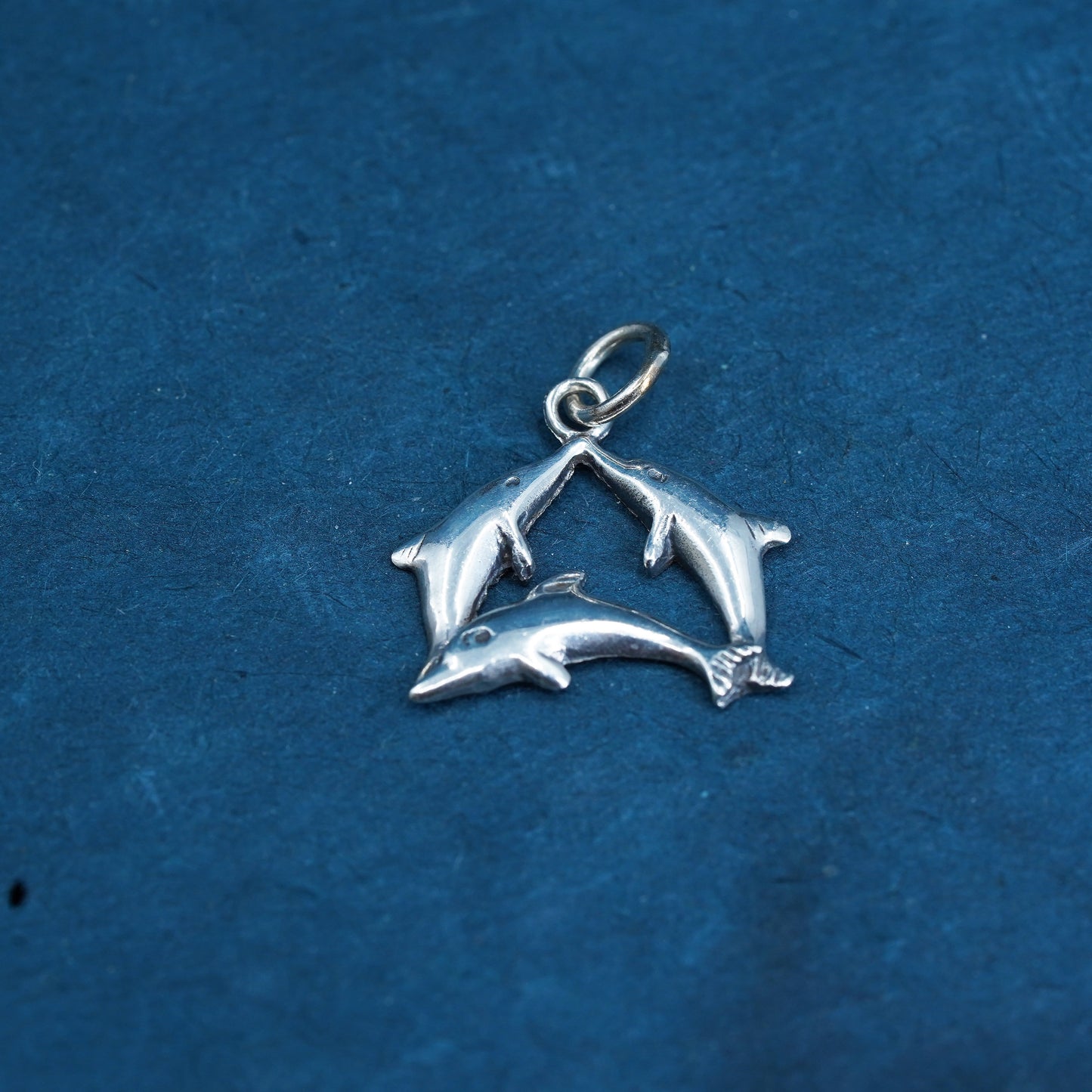 Vintage Sterling silver handmade Dolphins pendant, 925 charm