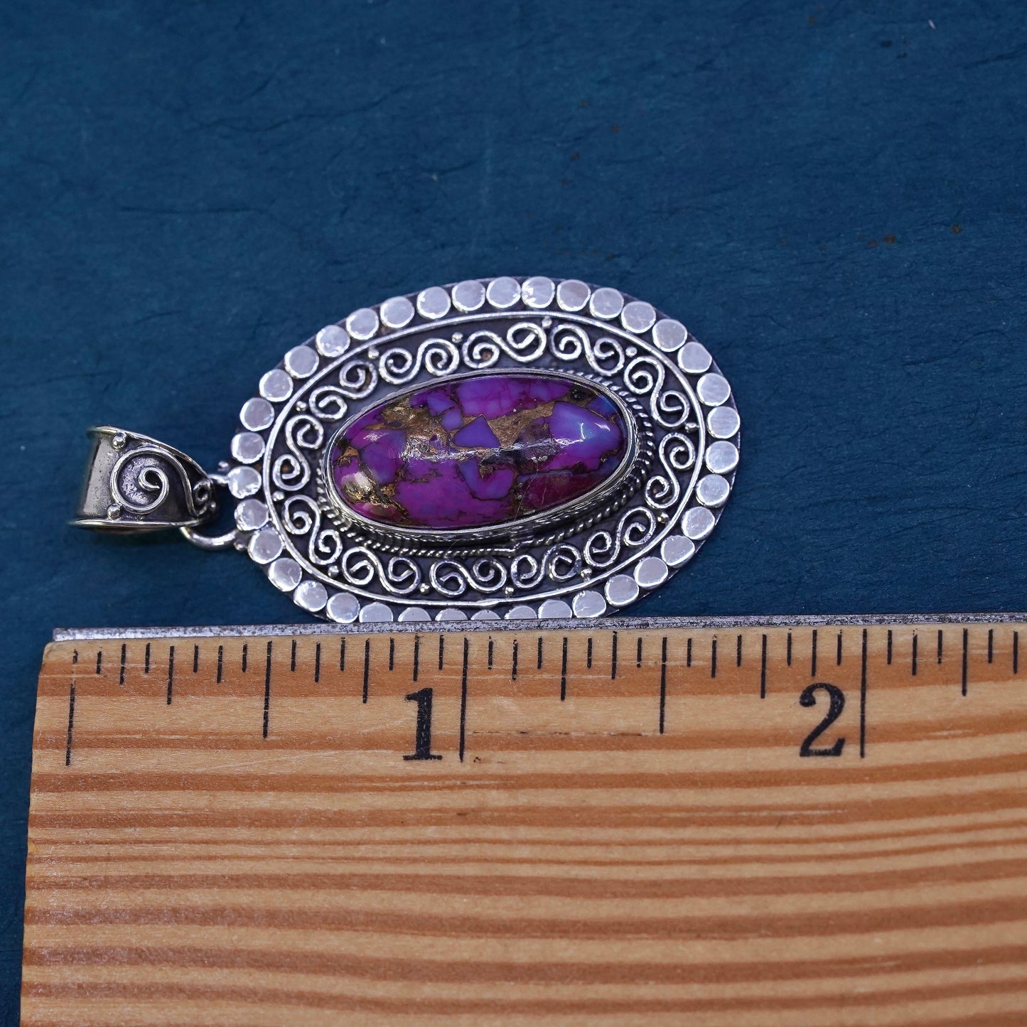 Native American Navajo Sterling 925 silver handmade pendant purple turquoise