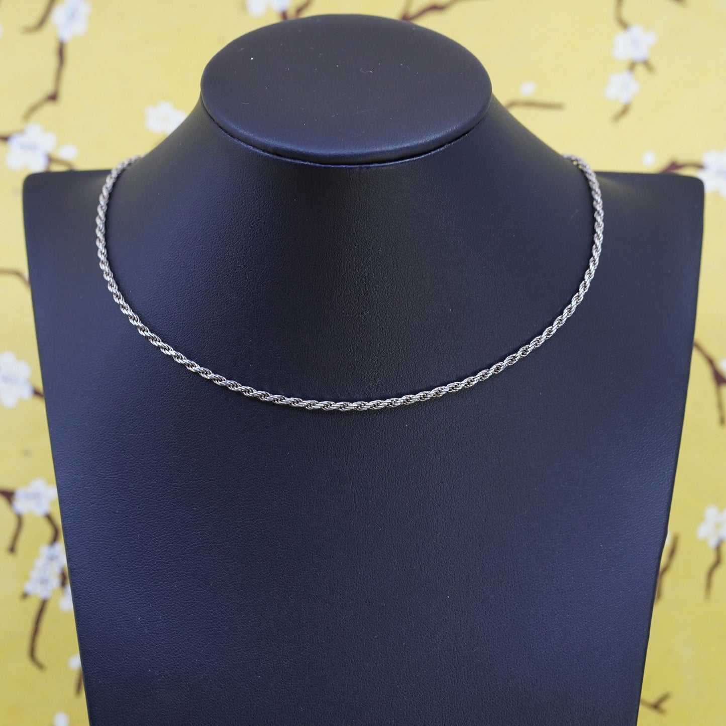 22”, 2mm, vintage Sterling silver necklace, Italy 925 rope chain