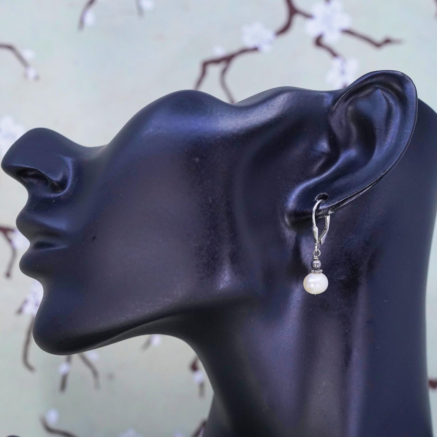 Vintage Sterling silver handmade earrings, 925 hooks with pearl drops