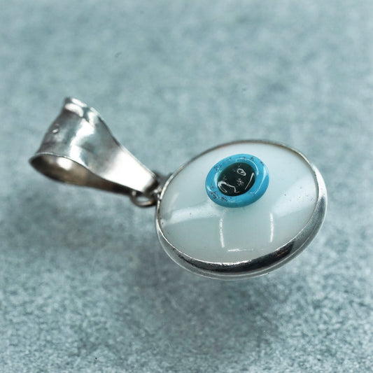 Vintage sterling 925 silver pendant with blue evil eye