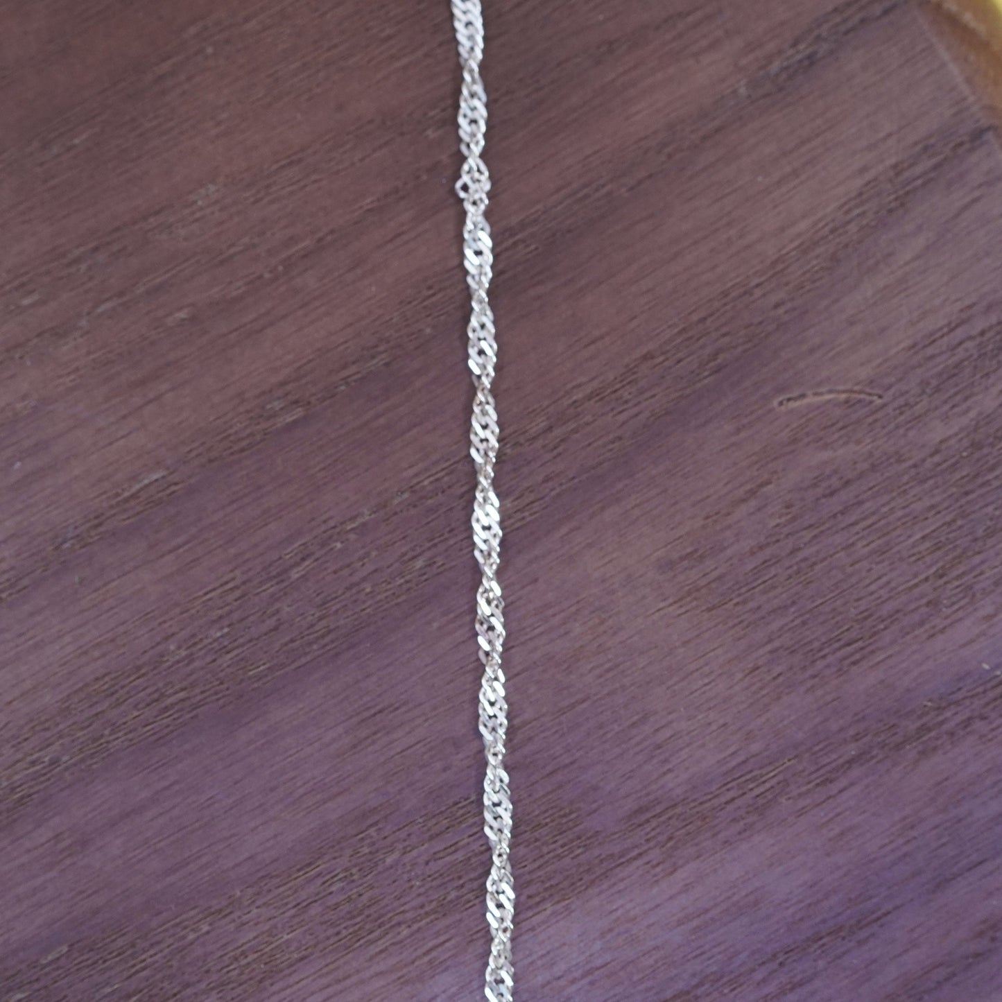 20” 3mm, vintage Sterling silver necklace, 925 twisted curb chain