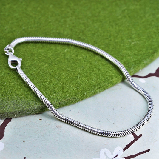 8.75”, 3mm, vintage Italy Sterling 925 silver bracelet, bold snake chain