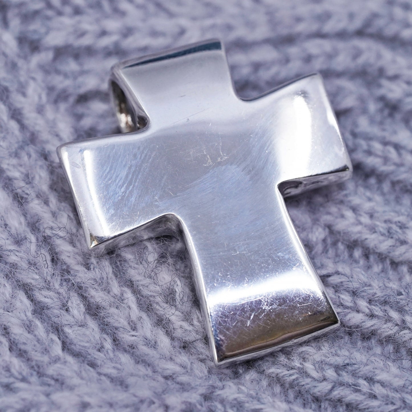 vintage Sterling silver handmade pendant, 925 hold cross charm