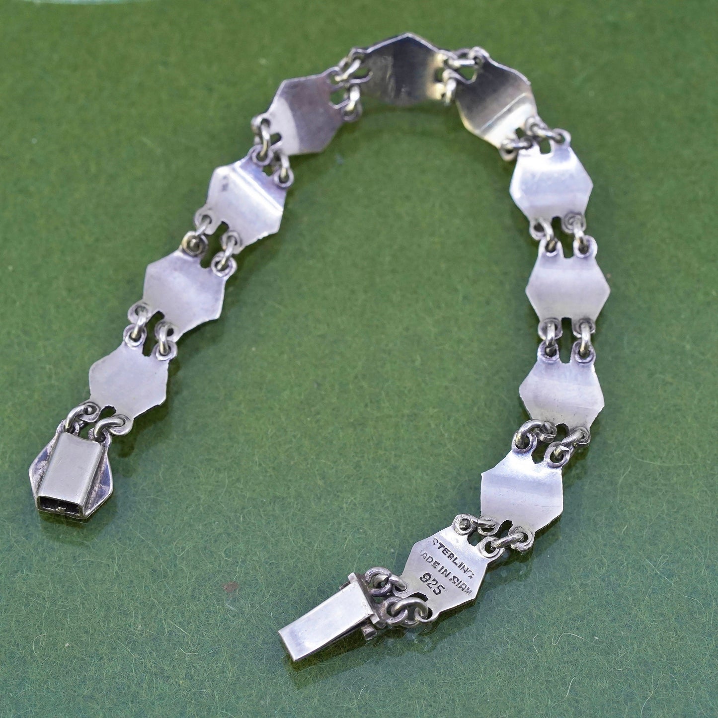 6.25”, Indian Siam sterling silver bracelet, 925 disc engraved 12 animal zodiac