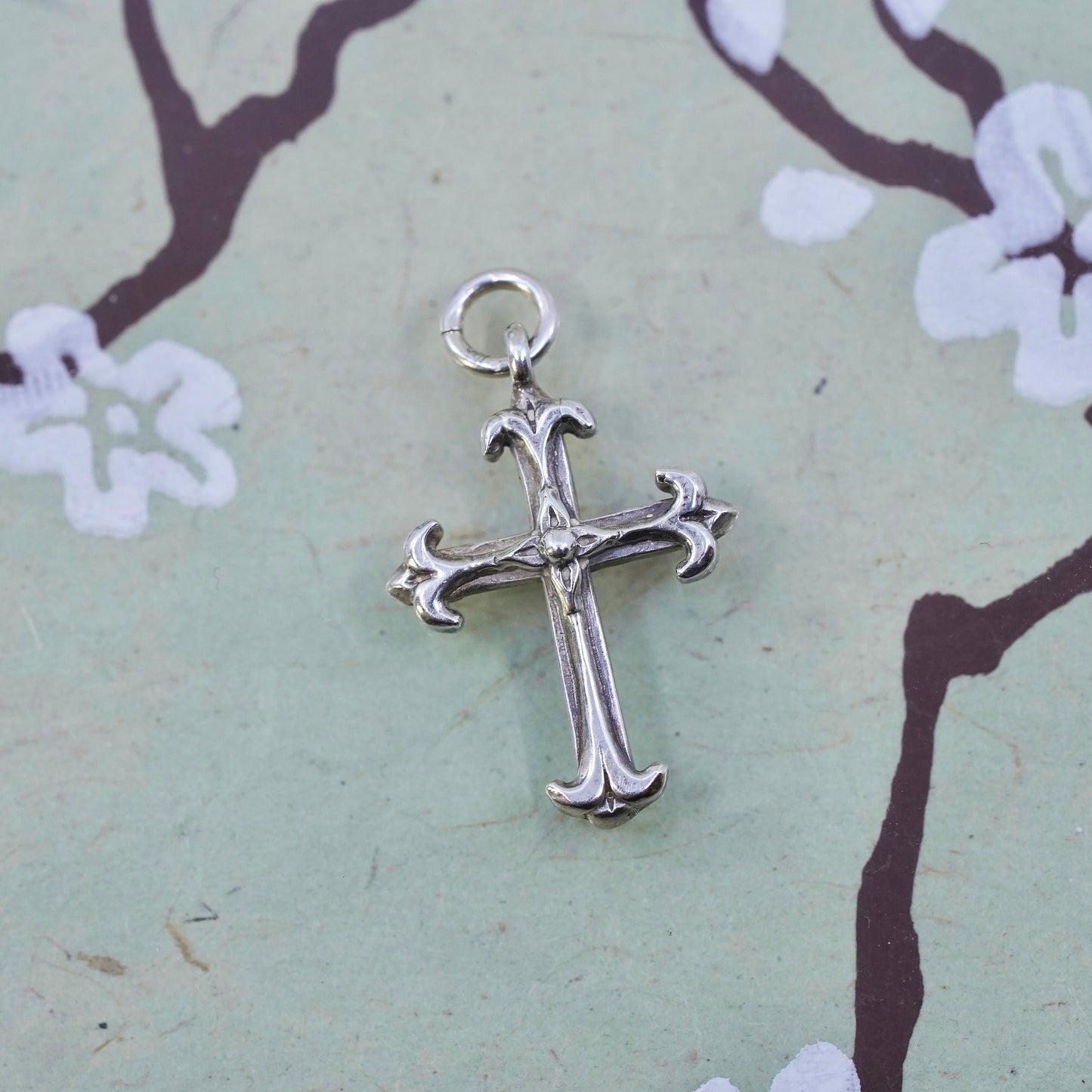 Vintage handmade Sterling silver pendant, 925 cross charm