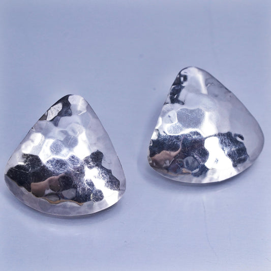 southwestern Sterling 925 silver handmade earrings, hammered triangular studs