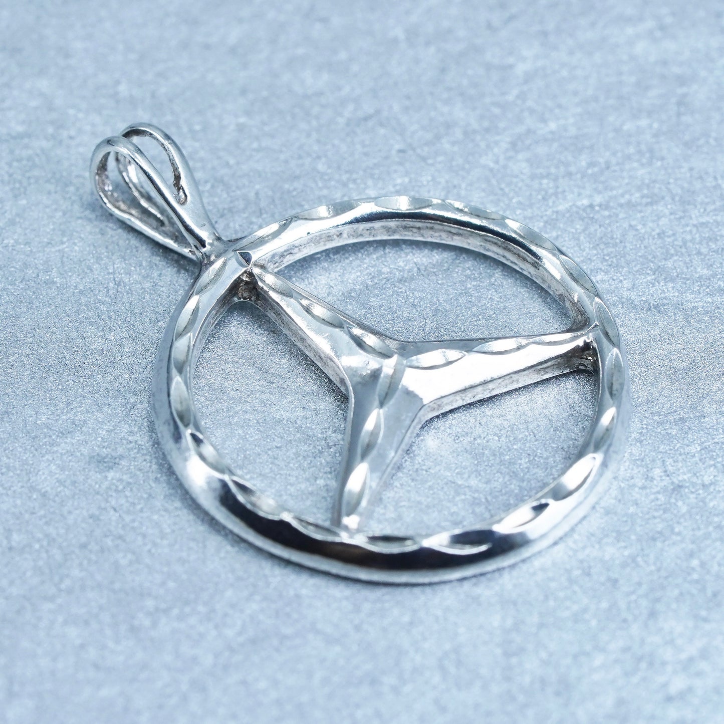 vintage sterling 925 silver star handmade circle pendant