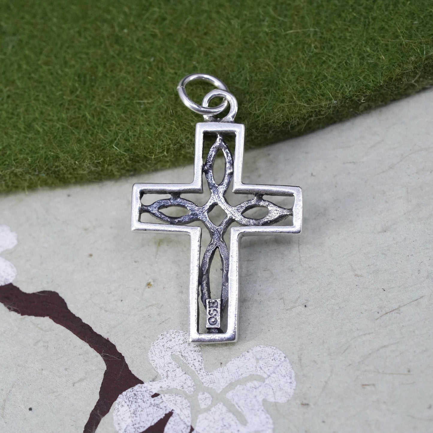 Vintage sterling silver handmade pendant, 925 Irish Celtic cross