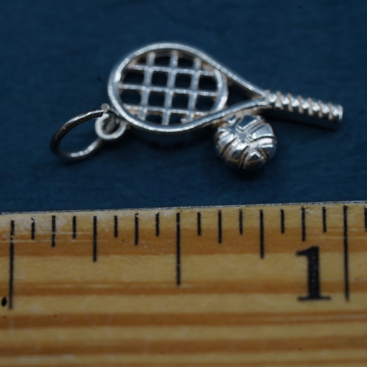 Vintage Sterling silver handmade pendant, 925 tennis racket and ball