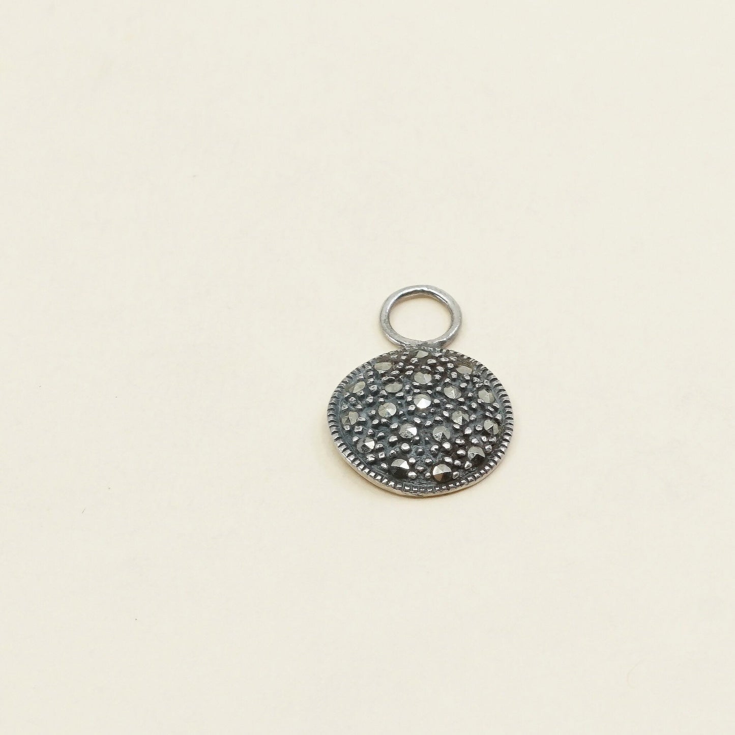 VTG sterling silver handmade pendant, solid 925 silver pendant with marcasite