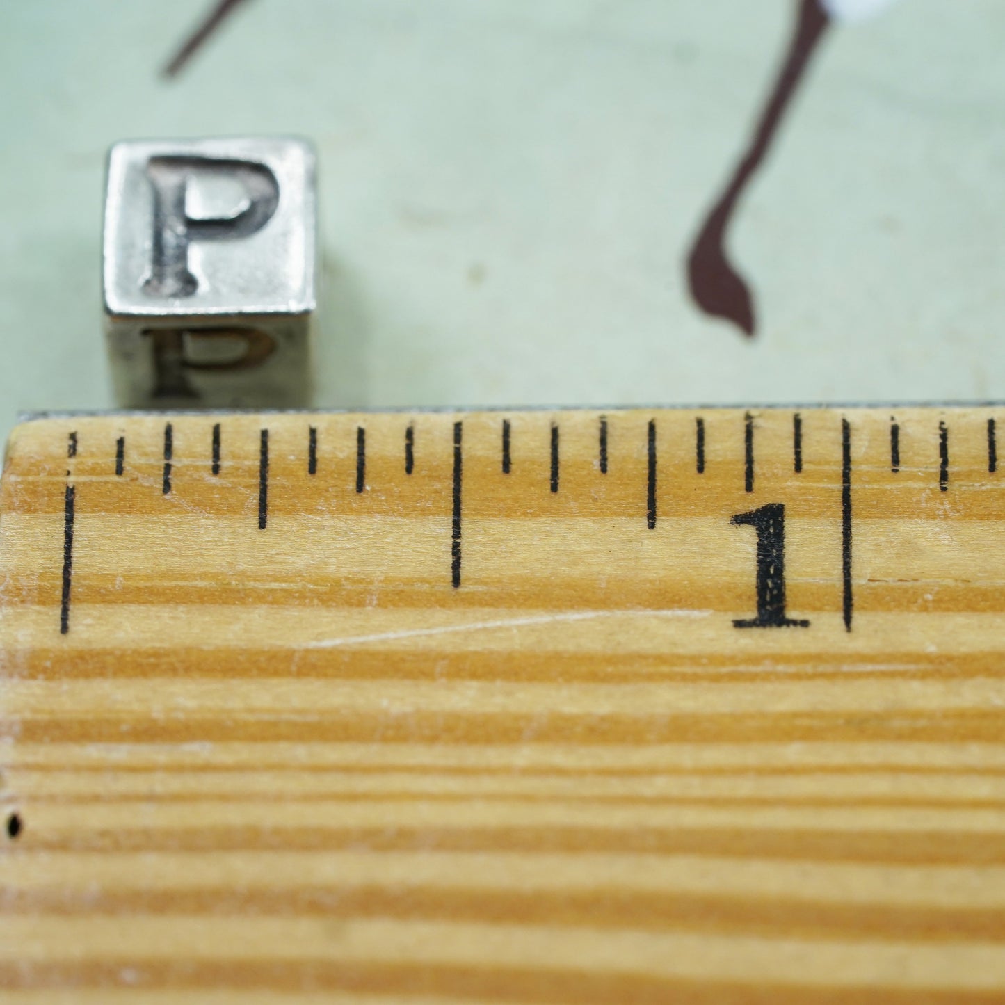 Vintage sterling silver handmade pendant, 925 cube charm engraved letter “P”