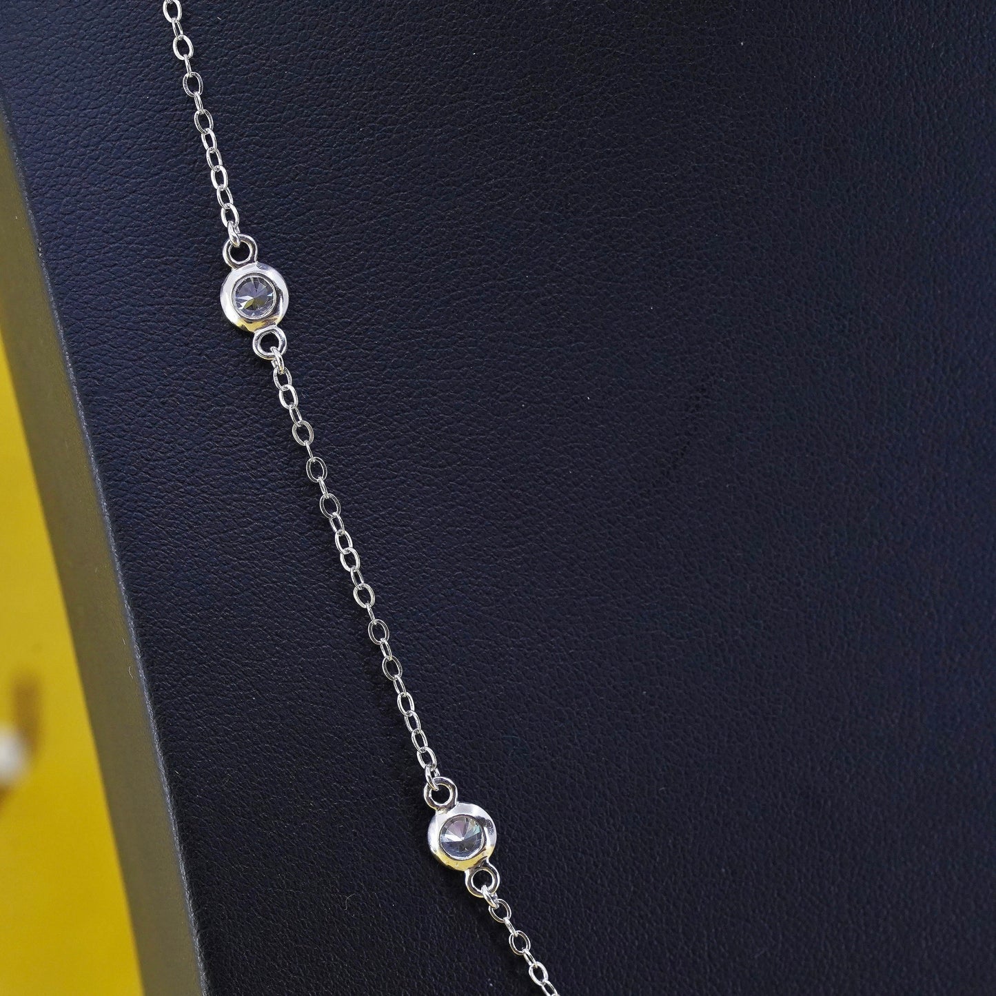 18+4” 2mm, vintage Sterling silver necklace, 925 chain with Cz details