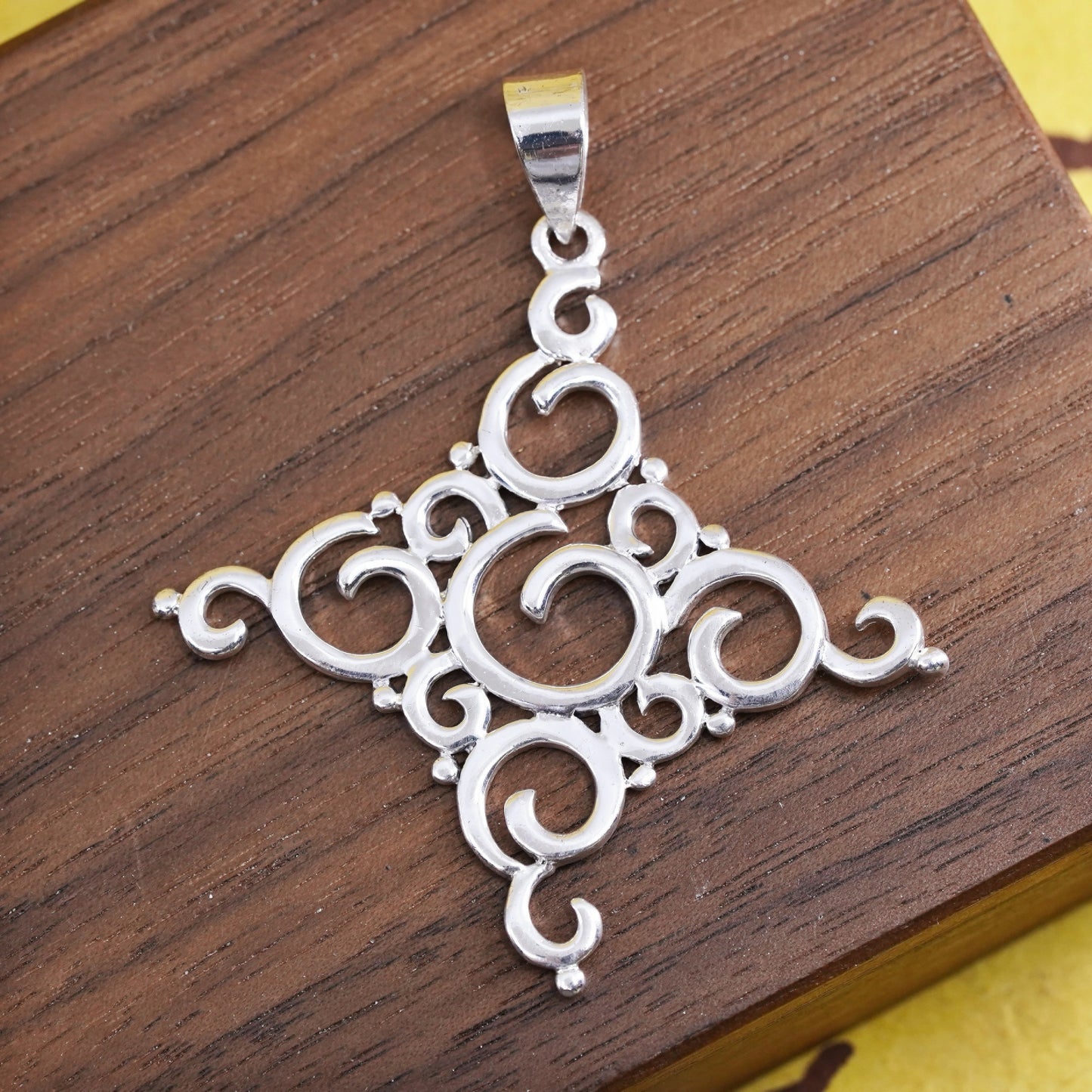 Vintage Sterling silver handmade pendant, 925 filigree cross