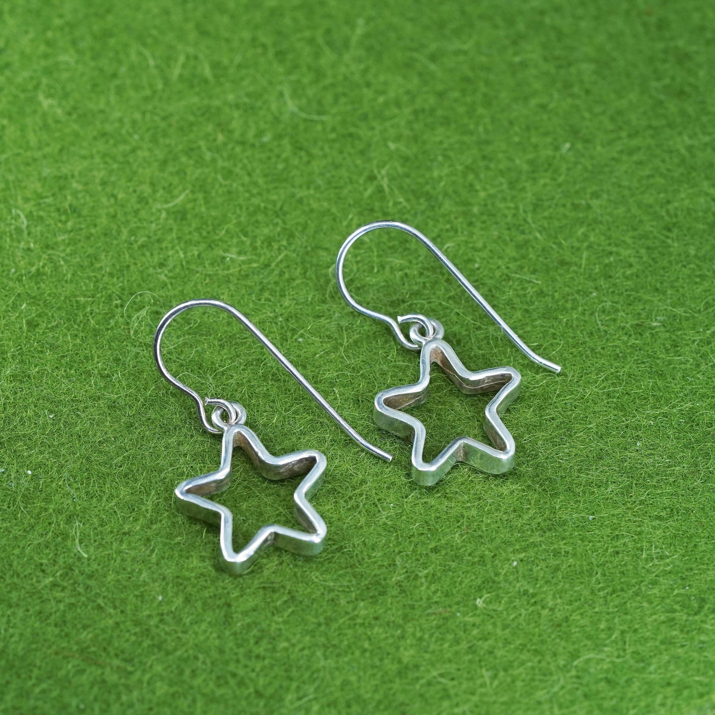 Vintage sterling silver handmade earrings, 925 star dangles