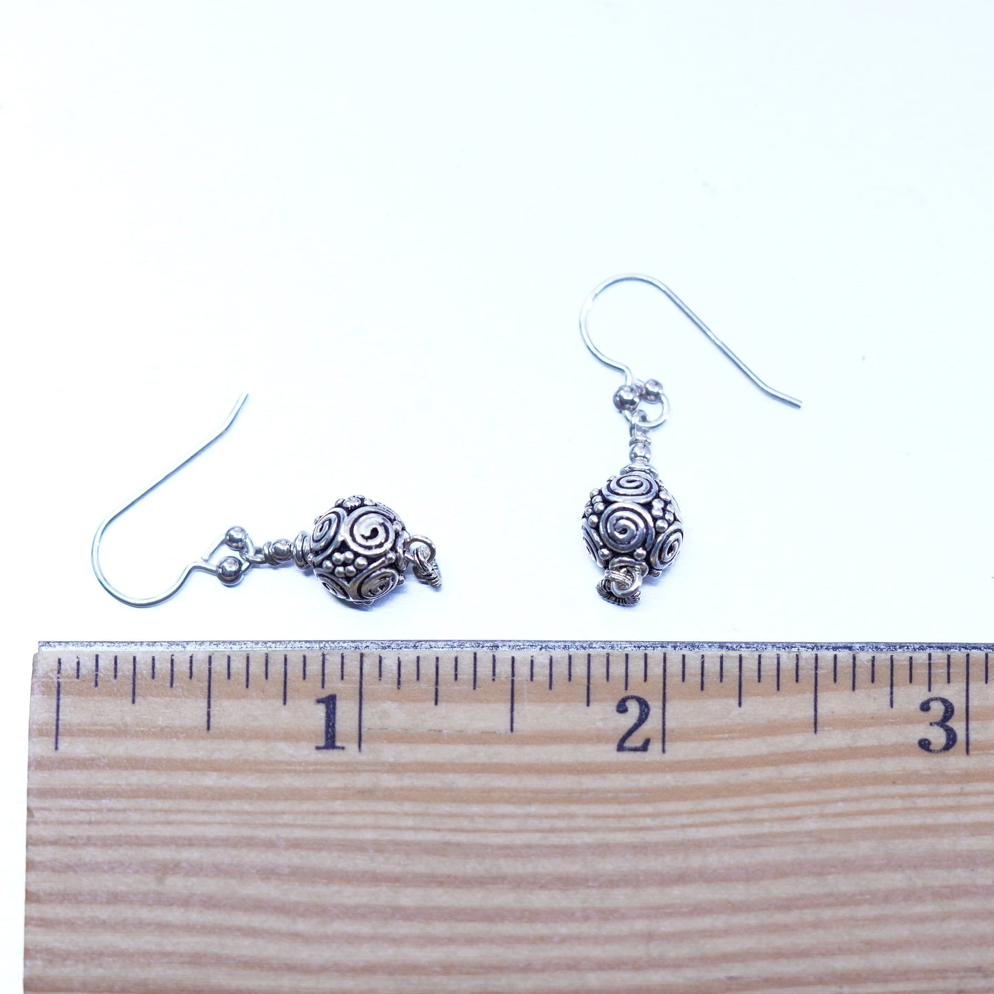 Vintage Sterling 925 silver textured bead earrings