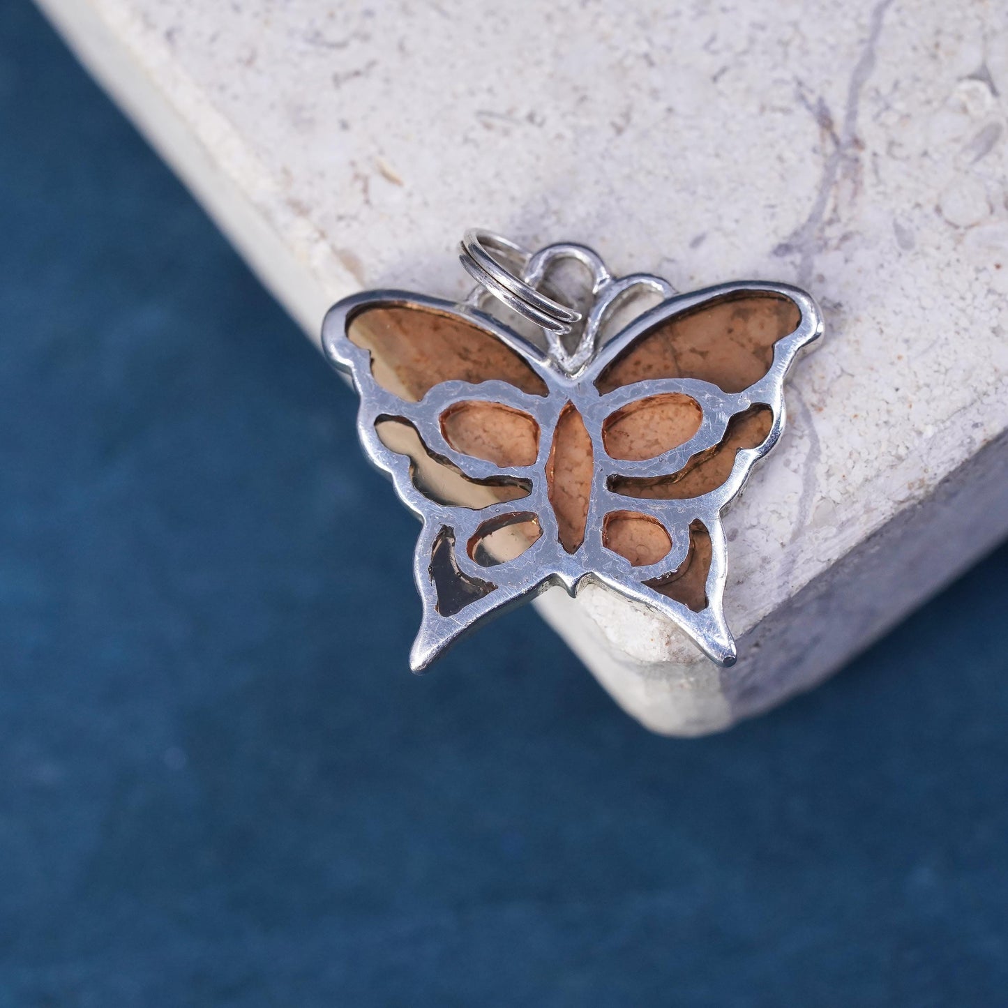 vintage Sterling silver handmade pendant, 925 butterfly charm