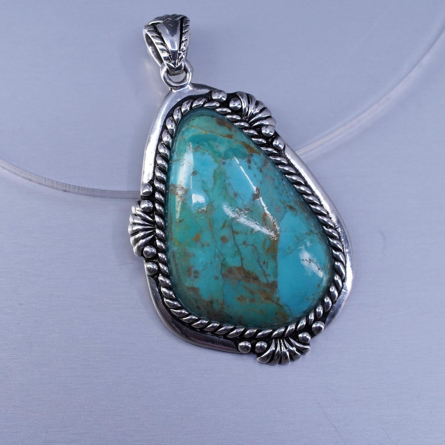 Native American Stauer sterling 925 silver handmade pendant with turquoise