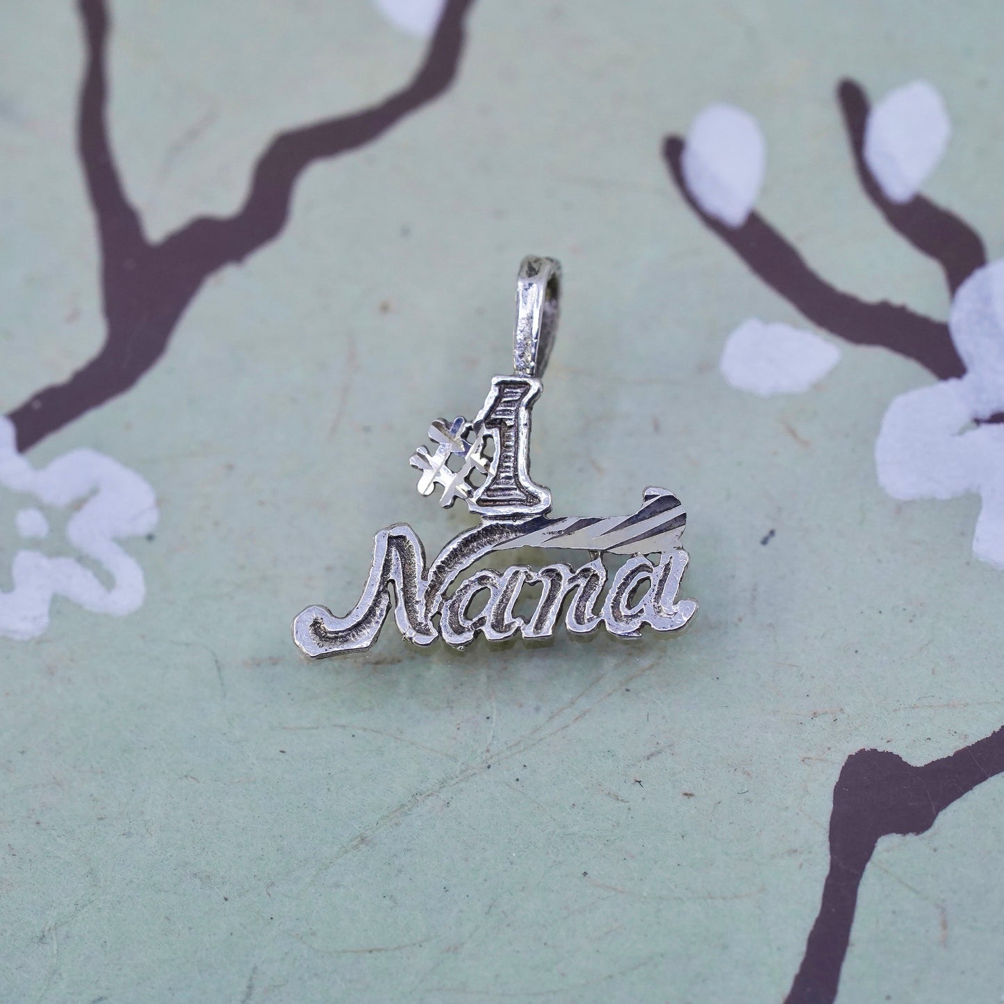 Vintage sterling silver handmade pendant, 925 No. 1 nana charm