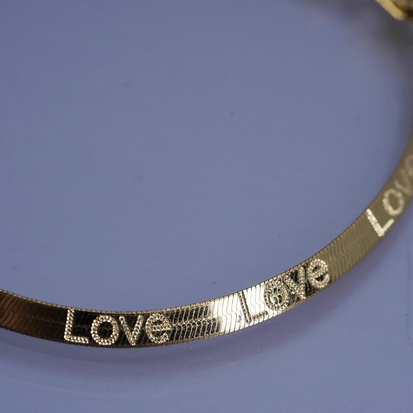 7.5”, vermeil gold filled Sterling 925 silver herringbone bracelet “Love”