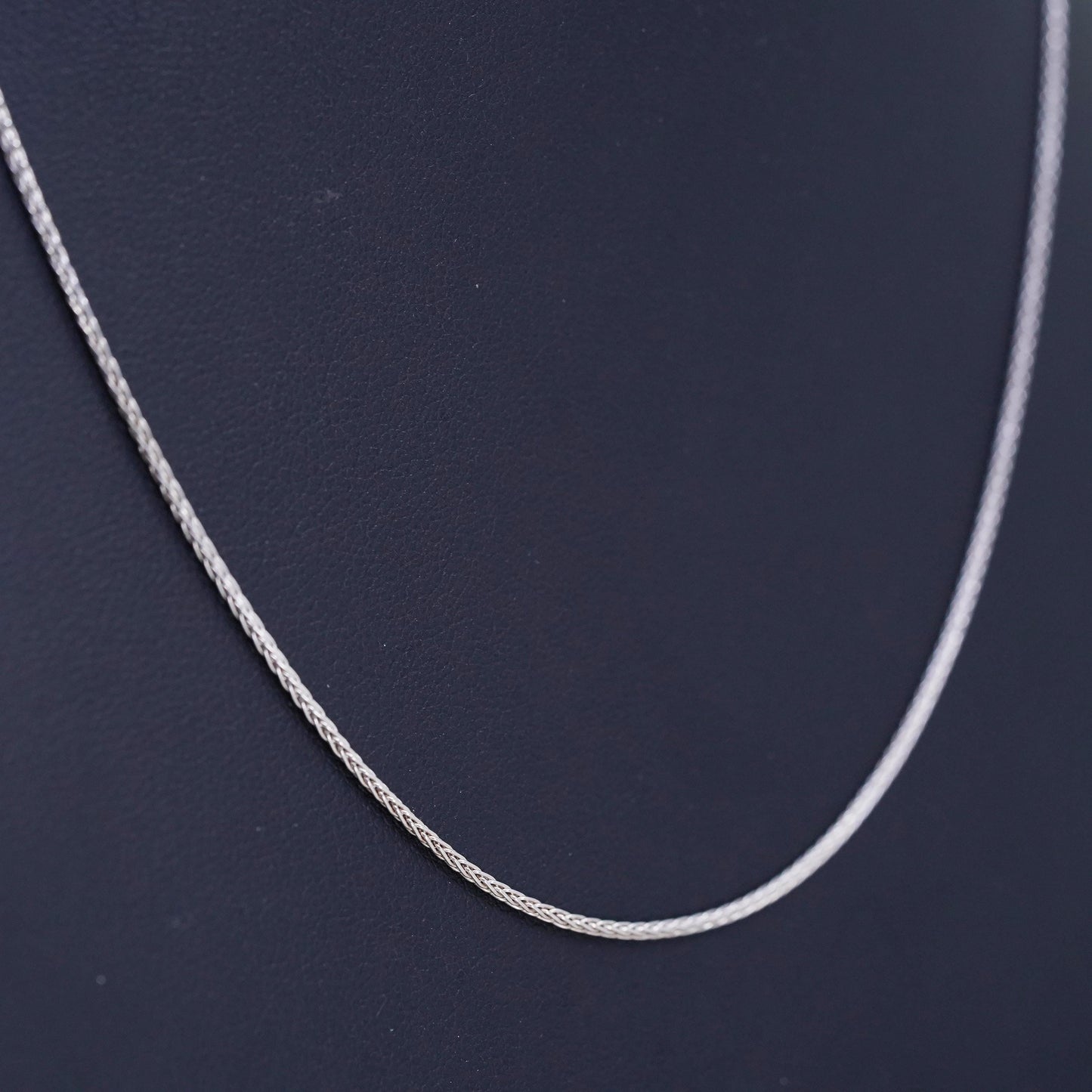 18" 1.6mm, vintage Sterling silver necklace, bold 925 Wheat chain