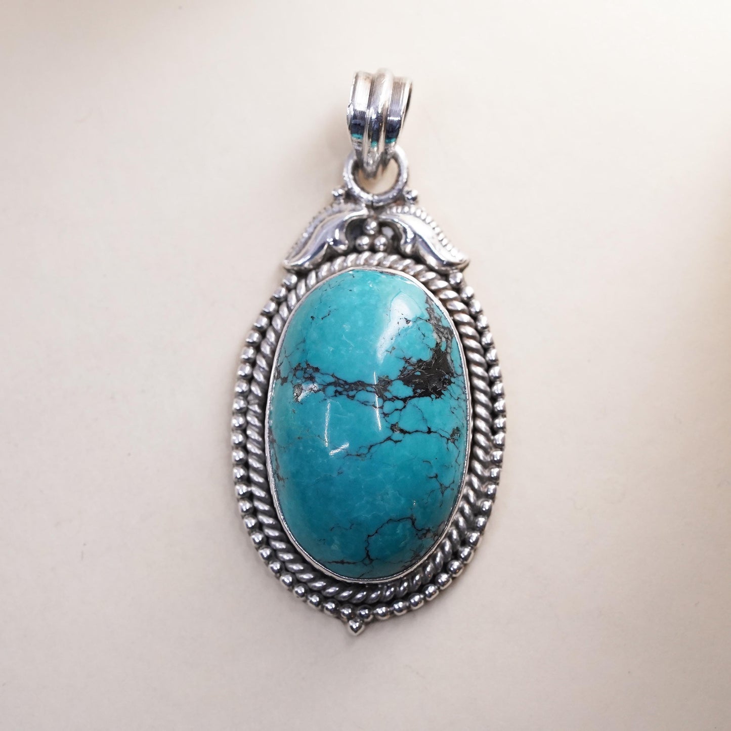 Native American Lee Brown Sterling silver 925 pendant kingman turquoise beads