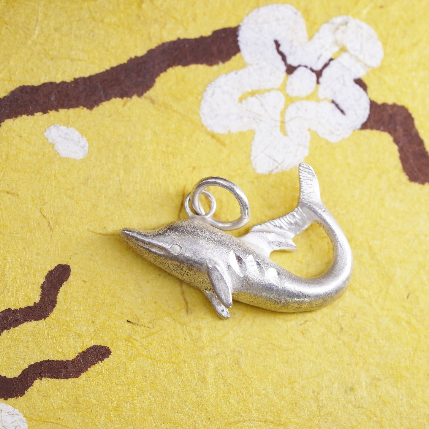 Vintage Sterling silver handmade pendant, 925 dolphin charm