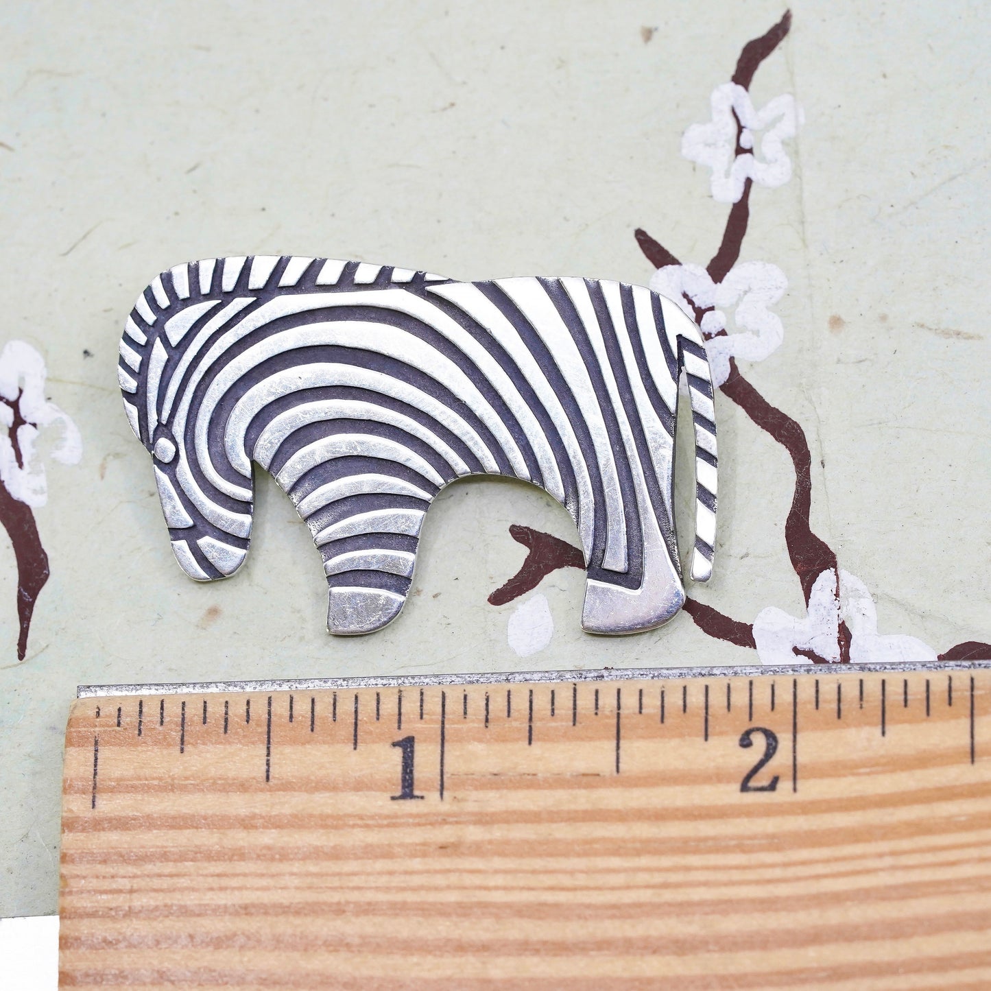 retired James Avery sterling silver handmade brooch, 925 zebra horse pendant