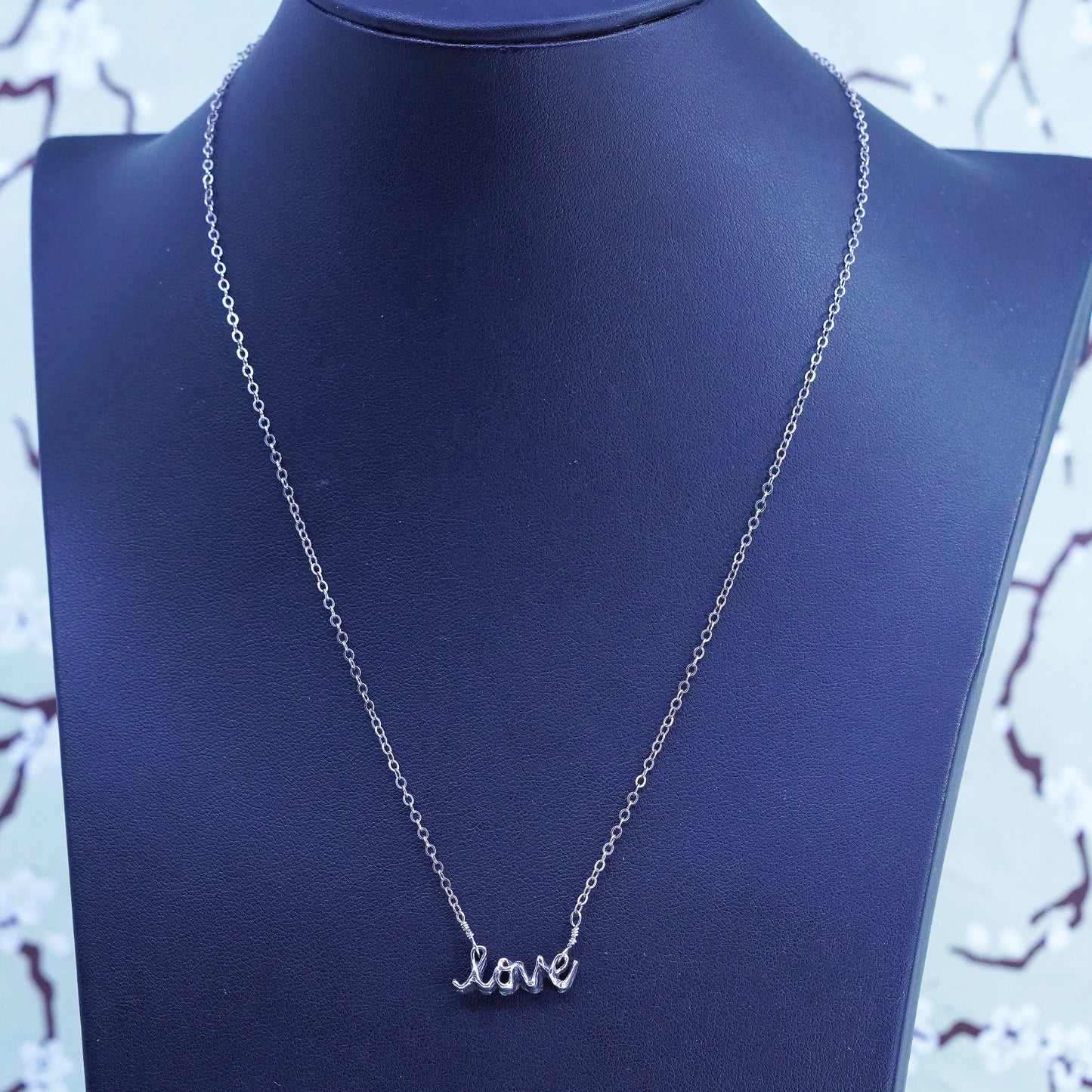 16+2", sterling 925 silver necklace, circle chain with “love” pendant necklace