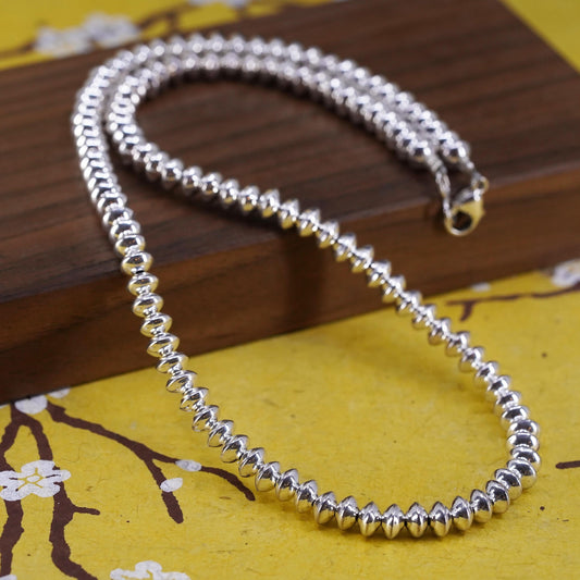 18” 6mm, vintage Sterling silver handmade necklace, 925 bead chain