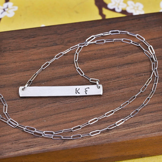 16” Sterling silver Handmade necklace, 925 elongated chain with tag pendant