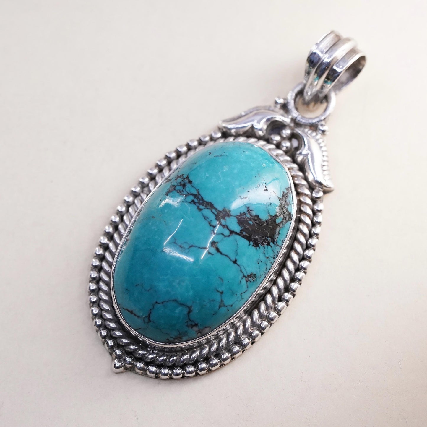 Native American Lee Brown Sterling silver 925 pendant kingman turquoise beads